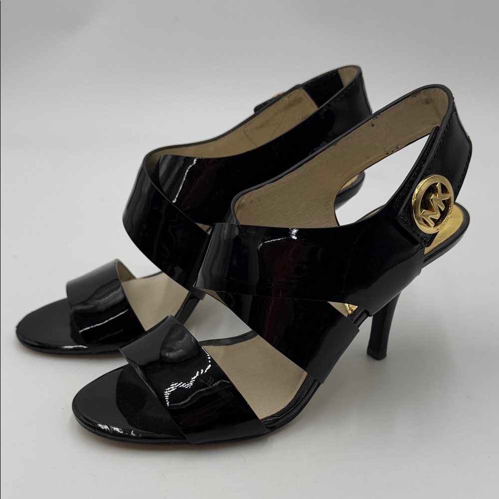 MICHAEL KORS MK Joselle Patent Leather Sandals Black